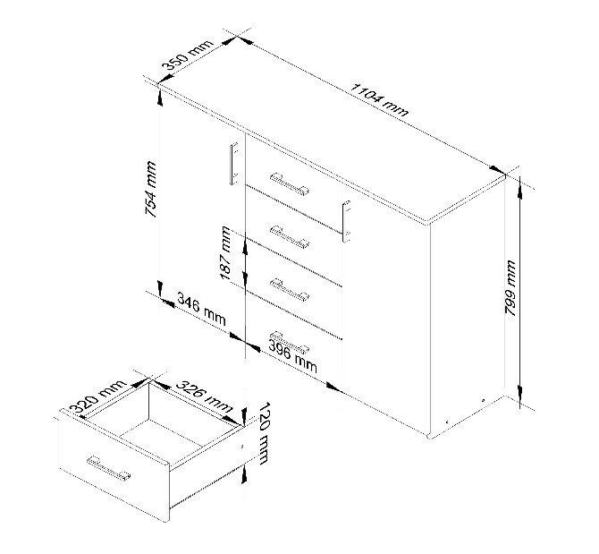 Komoda Kuerten (olše)