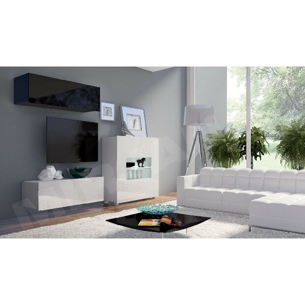 Obývací stěna Bralani IX (lesk černý + lesk bílý) (bez osvětlení) *výprodej