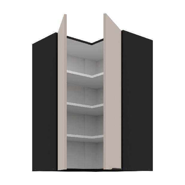 Horní rohová kuchyňská skříňka Aaron 60x60 GN-90 2F (90°) (černá matná + kašmír)