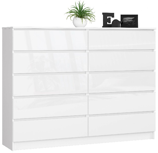Komoda Kurtinaitis 10SZ (bílá + lesk bílý)