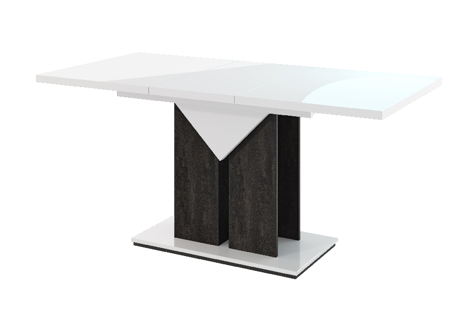 Jídelní stůl Tarni (lesk bílý + tmavě šedá) (pro 4 až 6 osob)