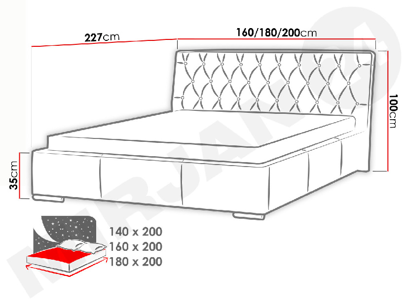 Kontinentální postel Enoa (černá) *bazar
