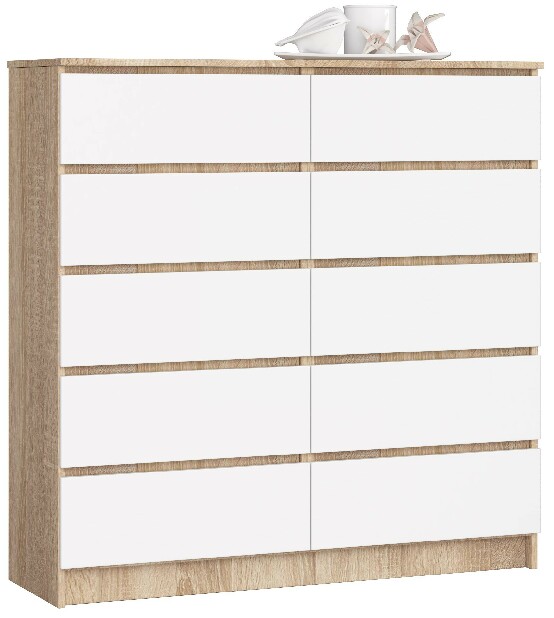 Komoda Kraft 10SZ (dub sonoma + bílá)