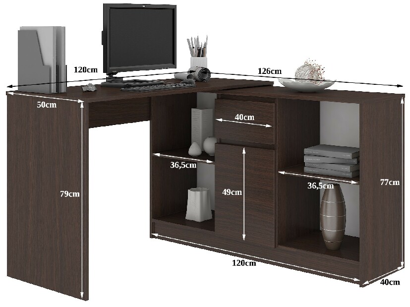 Rohový PC stolek Cuidar (wenge)