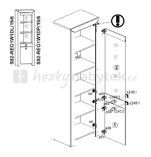 Vitrína BRW Mezo REG1W1D/19/6/L