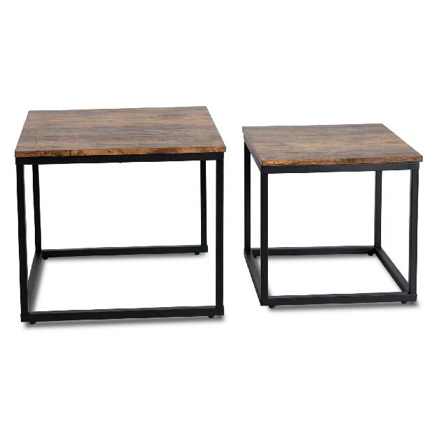 Set 2 konferenčních stolků Ocupa (dub rustikal + černá)