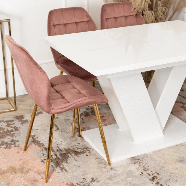 Rozkládací jídelní stůl Comentado (lesk bílý) (pro 4-6 osob)