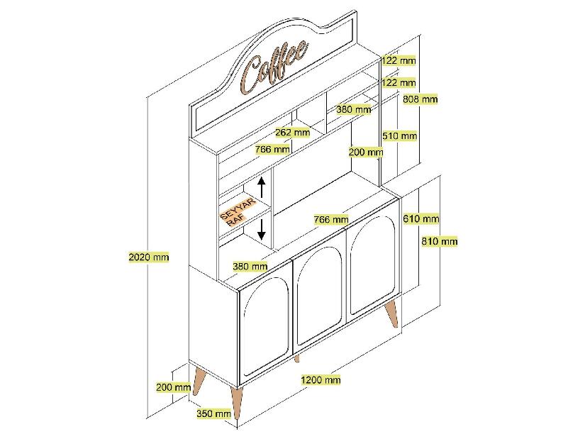 Příborník Lyantela 120 (krémová + ořech)