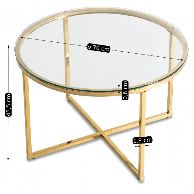 Konferenční stolek Fragmento (transparentní + zlatá)