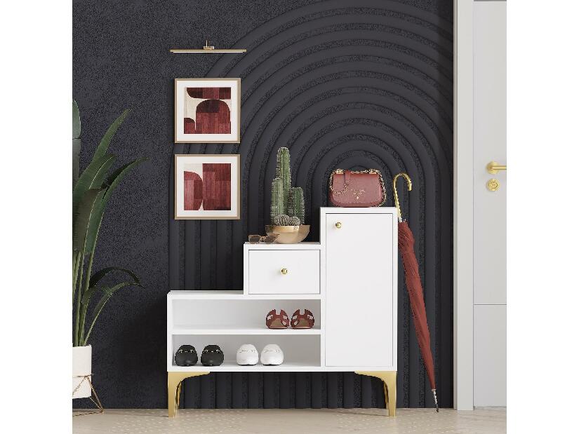 Botník (skříňka na boty) Beside 3 (bílá + zlatá)