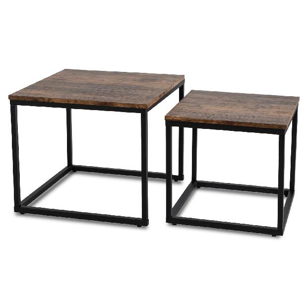 Set 2 konferenčních stolků Ocupa (dub rustikal + černá)